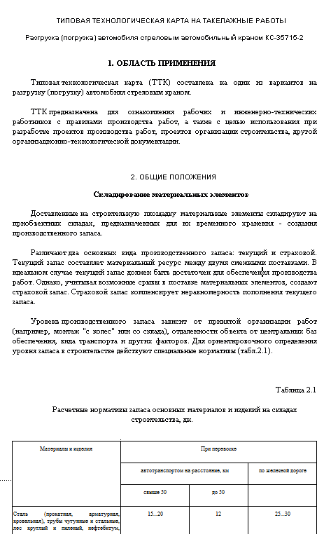 413190. Типовая технологическая карта на такелажные работы разгрузка (погрузка) автомобиля стреловым автомобильный краном кс-35715-2
