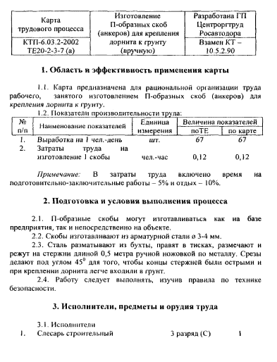 415770. Карта трудового процесса. Изготовление П-образных скоб (анкеров) для крепления дорнита к грунту (вручную)
 415770. Карта трудового процесса. Изготовление П-образных скоб (анкеров) для крепления дорнита к грунту (вручную)
